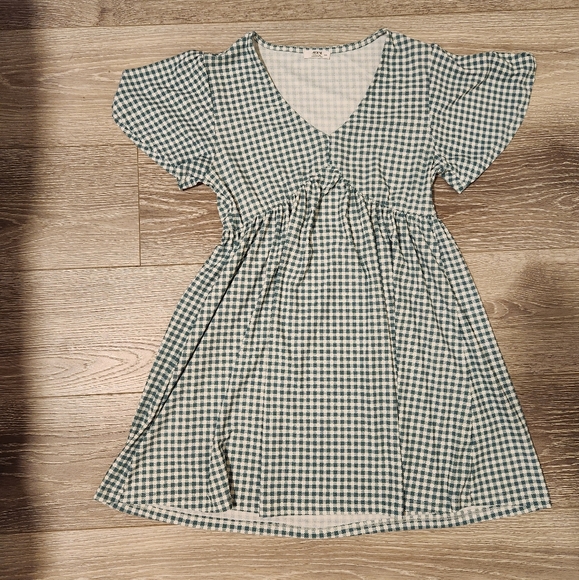 Gingham Babydoll Mini Dress - Picture 1 of 4